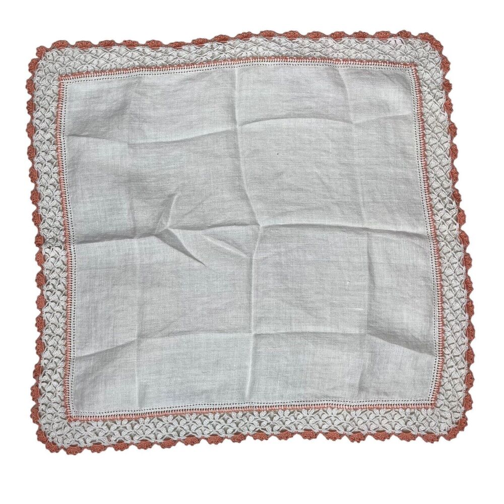 1 Vintage Cocktail Napkin Handkerchief Hankie Square 12" x 11.5"‎